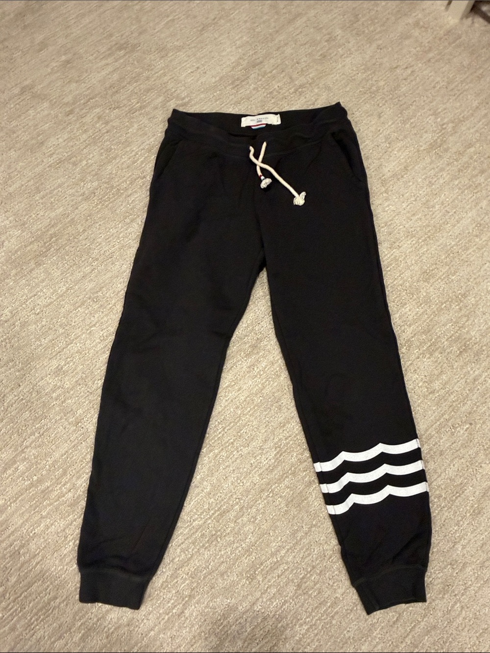 Sol Angeles Black Kids Joggers with White Wave Stripe